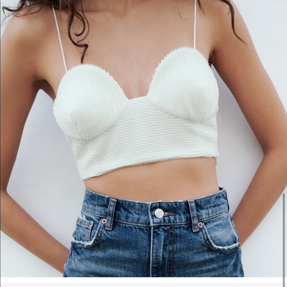NWOT Zara Pearl Crop Top